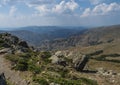 Mountain landscape in Gennargentu, highest mountain in Sardinia, Nuoro, Italy. Vaste peaks, dry plains and valleys with Royalty Free Stock Photo