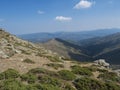 Mountain landscape in Gennargentu, highest mountain in Sardinia, Nuoro, Italy. Vaste peaks, dry plains and valleys with Royalty Free Stock Photo