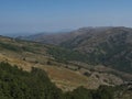 Mountain landscape in Gennargentu, highest mountain in Sardinia, Nuoro, Italy. Vaste peaks, dry plains and valleys with Royalty Free Stock Photo