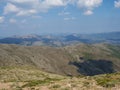 Mountain landscape in Gennargentu, highest mountain in Sardinia, Nuoro, Italy. Vaste peaks, dry plains and valleys with Royalty Free Stock Photo