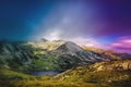 Mountain landscape and glacial Bucura lake in Retezat National Park, Carpathian Mountains, Romania Royalty Free Stock Photo