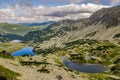 Mountain landscape and glacial lake in Retezat National Park, Carpathian Mountains, Romania Royalty Free Stock Photo