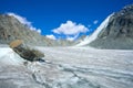 Mountain landscape with glacier and stone screes Royalty Free Stock Photo