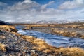 Mountain landscape, field of gold, long exposure stream Royalty Free Stock Photo