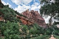 Mountain landscape with green trees in Zion, USA