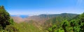 Mountain landscape of a green valley overlooking the sea. View of the gorge on island of La Gomera.