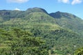 Mountain landscape in a green valley with the villages