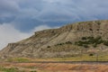 A Mountain Landscape With A Grey Sky And Clouds Royalty Free Stock Photo