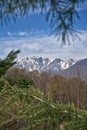 Mountain landscape. High in the mountains. Extreme tourism. Climbing the peak