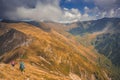 Mountain landscape. Hiking fagaras mountains in Romania. Carpathians, Transilvania, Romania, Europe. Transfagarasan road. Royalty Free Stock Photo