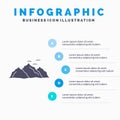 mountain, landscape, hill, nature, birds Infographics Template for Website and Presentation. GLyph Gray icon with Blue infographic Royalty Free Stock Photo