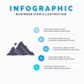 mountain, landscape, hill, nature, sun Infographics Template for Website and Presentation. GLyph Gray icon with Blue infographic Royalty Free Stock Photo