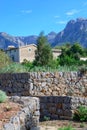 Mountain landscape with house and drystone wall