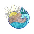 Mountain landscape icon Logo Business Template Vector, shape of the mountain line logo vector, logo app Royalty Free Stock Photo