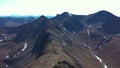 Mountain landscape of Kamchatka Peninsula. Aerial footage 4k video. Autumn mountains.