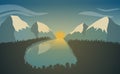 Mountain landscape with lake and forest. Sunrise in the mountains Royalty Free Stock Photo