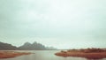 Mountain landscape, lake and mountain range, large panorama at sunset beautiful scenatic ,Prachubkeereekhan Khao Samroi yod