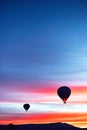 Mountain landscape with large balloons in a short summer season