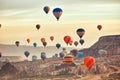 Mountain landscape with large balloons in a short summer season