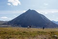 Mountain landscape, large panorama, Subpolar Urals. Beautiful landscape. The concept of outdoor activities and tourism