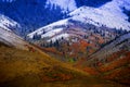 Mountain Landscape in Late Fall with Autumn Colors and First Snow Royalty Free Stock Photo