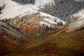 Mountain Landscape in Late Fall with Autumn Colors and First Snow Royalty Free Stock Photo