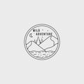 mountain landscape logo line art simple vector illustration template icon graphic design Royalty Free Stock Photo