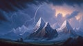 Fantasy landscape of winter mountains. Mountain top perfect for adventurous and inspirational projects.