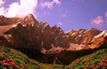 Mountain landscape with the mount Dent d`HÃ©rens at sunset.Italy. Royalty Free Stock Photo