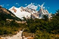 Mountain landscape with Mt Fitz Roy and Laguna de Los Tres in Los Glaciares National Park, Patagonia, South America Royalty Free Stock Photo