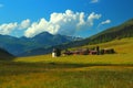 Mountain landscape with municipality of Sertig Dorfli