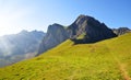 Mountain landscape near Col du Tourmalet in Pyrenees mountains. Royalty Free Stock Photo