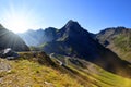 Mountain landscape near Col du Tourmalet in Pyrenees mountains. Royalty Free Stock Photo