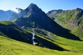 Mountain landscape near Col du Tourmalet in Pyrenees mountains. Royalty Free Stock Photo