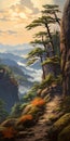 Mountain Landscape Painting With Artgerm And Miyazaki Hayao Style