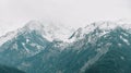 Mountain landscape panorama.Austria.Hohe Tauern region.Beautiful mountain landscape with cloudy sky.Snowy mountain peaks