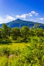 Mountain landscape panorama at sunny day in Vang Norway Royalty Free Stock Photo