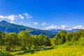 Mountain landscape panorama at sunny day in Vang Norway Royalty Free Stock Photo