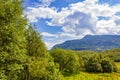 Mountain landscape panorama at sunny day in Vang Norway Royalty Free Stock Photo