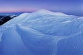 Mountain landscape panoramic view with blue sky Gorgeous winter sunset in mountains, Alps. Colorful outdoor scene, Christmas. Royalty Free Stock Photo