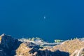 Mountain landscape, picturesque mountain lake in the summer morning, large panorama