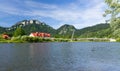 Mountain landscape.  Pieniny, Three Crowns Peak on the Dunajec River Royalty Free Stock Photo