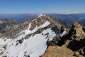 Mountain landscape. Mountain Piltriquitron. Peak. Patagonia. El Bolson. Snow in the mountains. Hight view point.