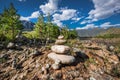 Mountain landscape with pyramids of stones. Altai republic