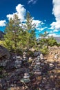 Mountain landscape with pyramids of stones. Altai republic