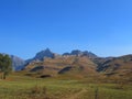 Mountain landscape with Rhino Peak, uKhahlamba Drakensberg National Park Royalty Free Stock Photo