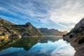 Mountain landscape with river in reflection Palma de Mallorca Royalty Free Stock Photo