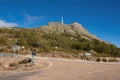 Mountain landscape, Road sign indication to Pena de Francia, Salamanca, Spain.