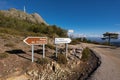 Mountain landscape, Road sign indication to Pena de Francia, Salamanca, Spain.