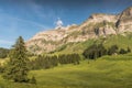 Mountain landscape on Schwaegalp in the Swiss Alps with Alpstein and Mount Saentis, Switzerland